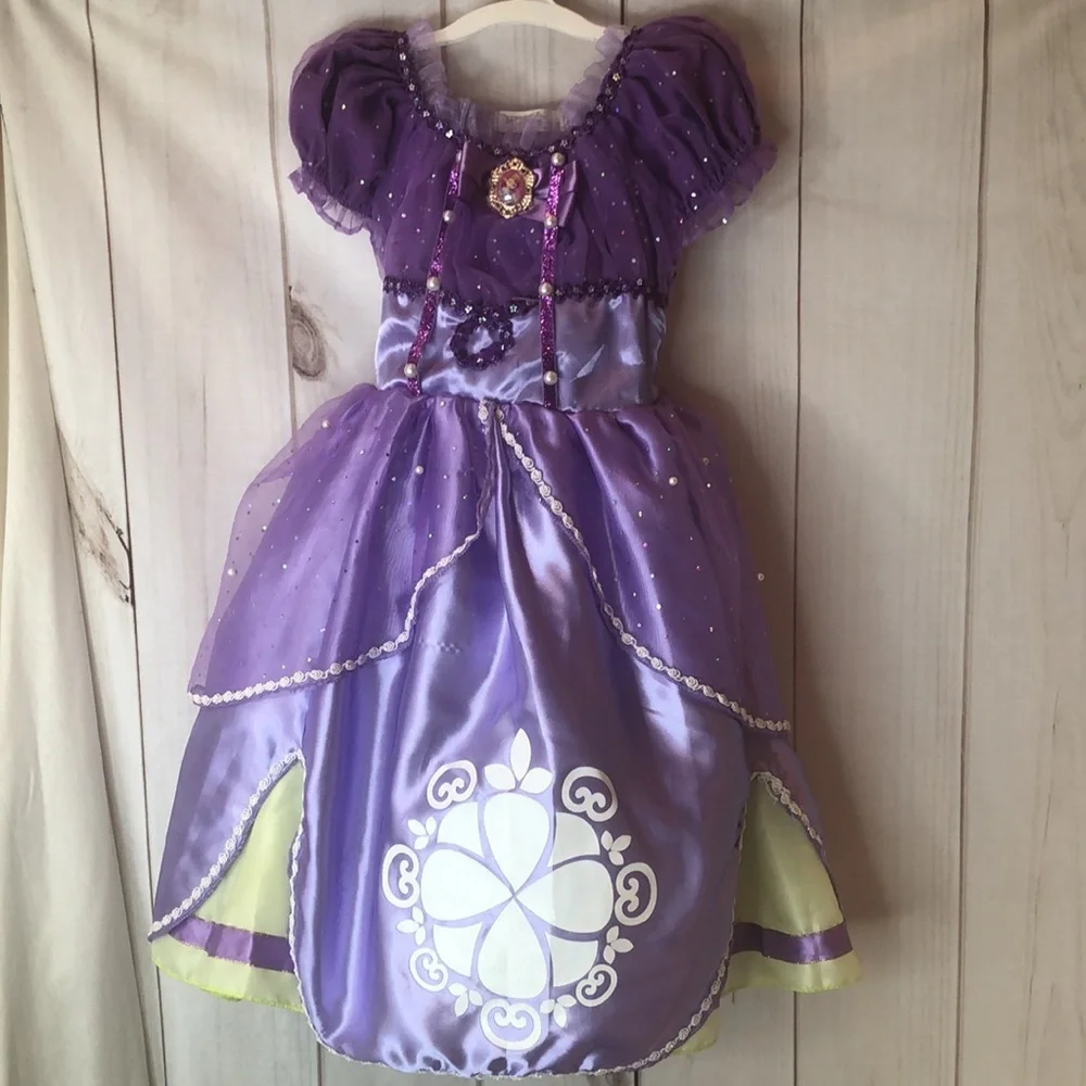 Purple Embellished Costume Layered Dress Princess Sophia 130- 5/6 Plus Free Doll - Picture 1 of 16